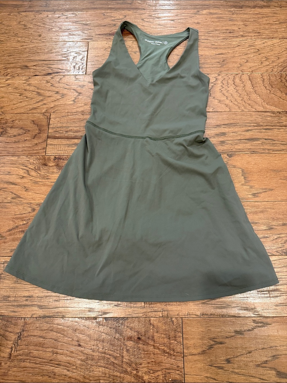 Outdoor Voices Olive Racerback V-Neck  Dress, XSmall